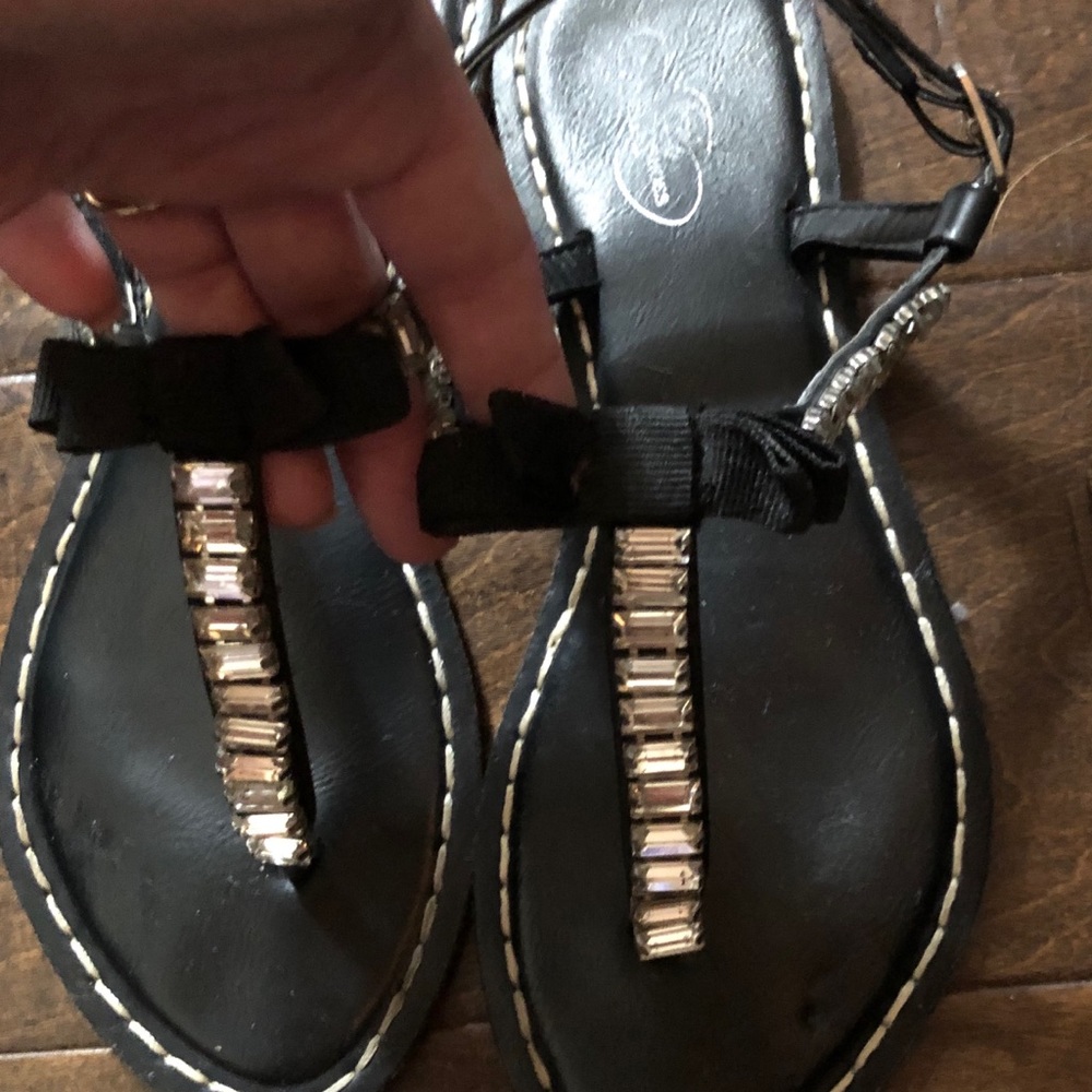 Adorable black and rhinestone sandals